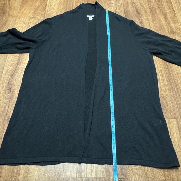 J.Jill Womens Solid Black Open Front Linen Blend Cardigan Sweater Size Large - Picture 9 of 10
